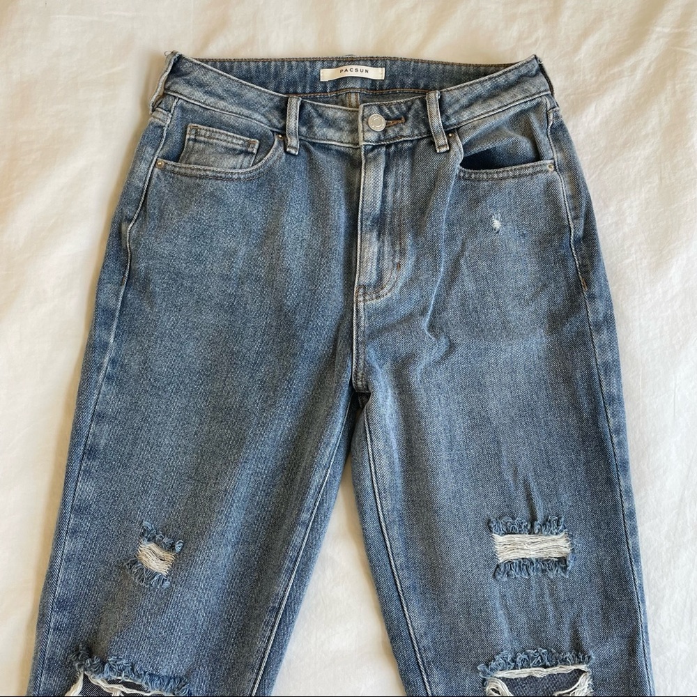 PACSUN Straight Leg Ripped Jeans
